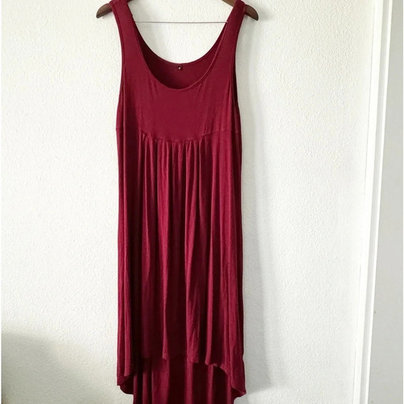 None Dresses & Skirts - Wine Empire Waist Hi-Lo Stretch Dress EUC Size M Spring Summer Sleeveless Maroon
